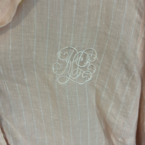 Lauren Ralph Lauren Light Pink Linen Striped Shirt Size 1X - Picture 4 of 14